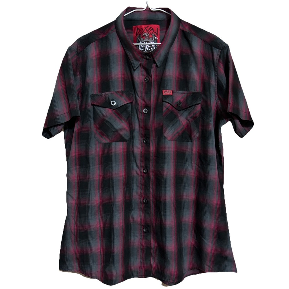 Dixxon Flannel Co. x SLAYER Women's XL Bamboo Blend Short Sleeve Shirt Red Plaid